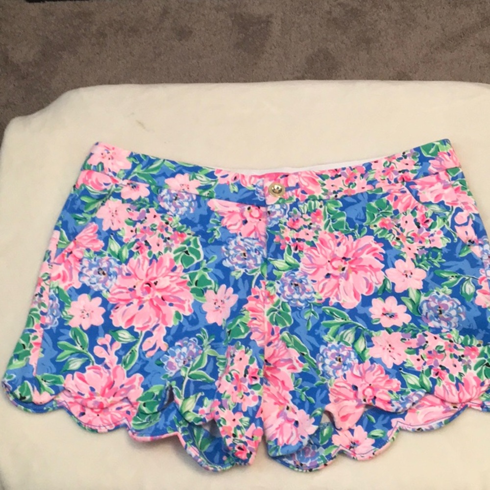 Lilly Pulitzer Pink and Blue Floral High Waist Shorts